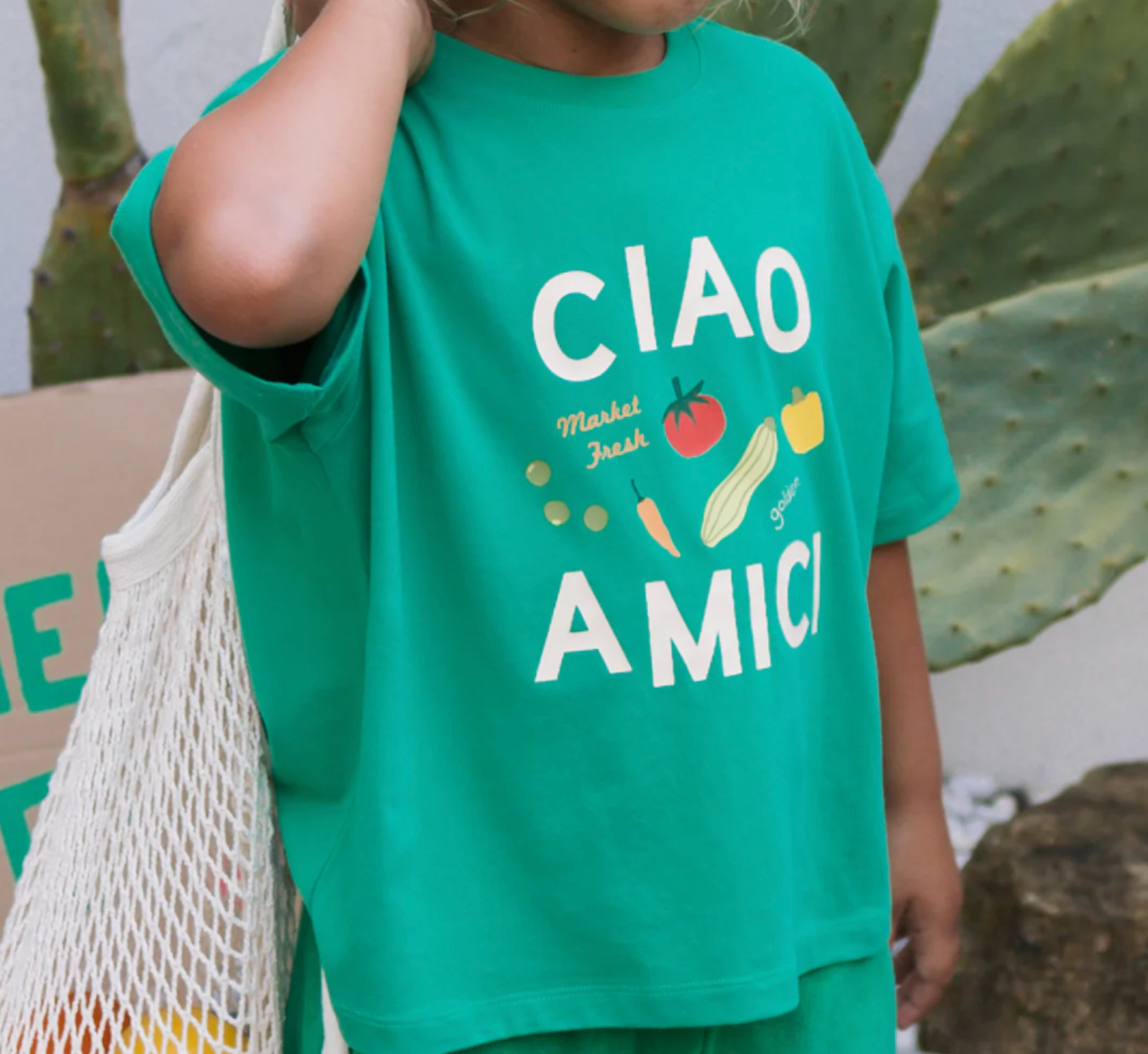 Ciao Amici Mid Sleeve Tee - Leafy Green