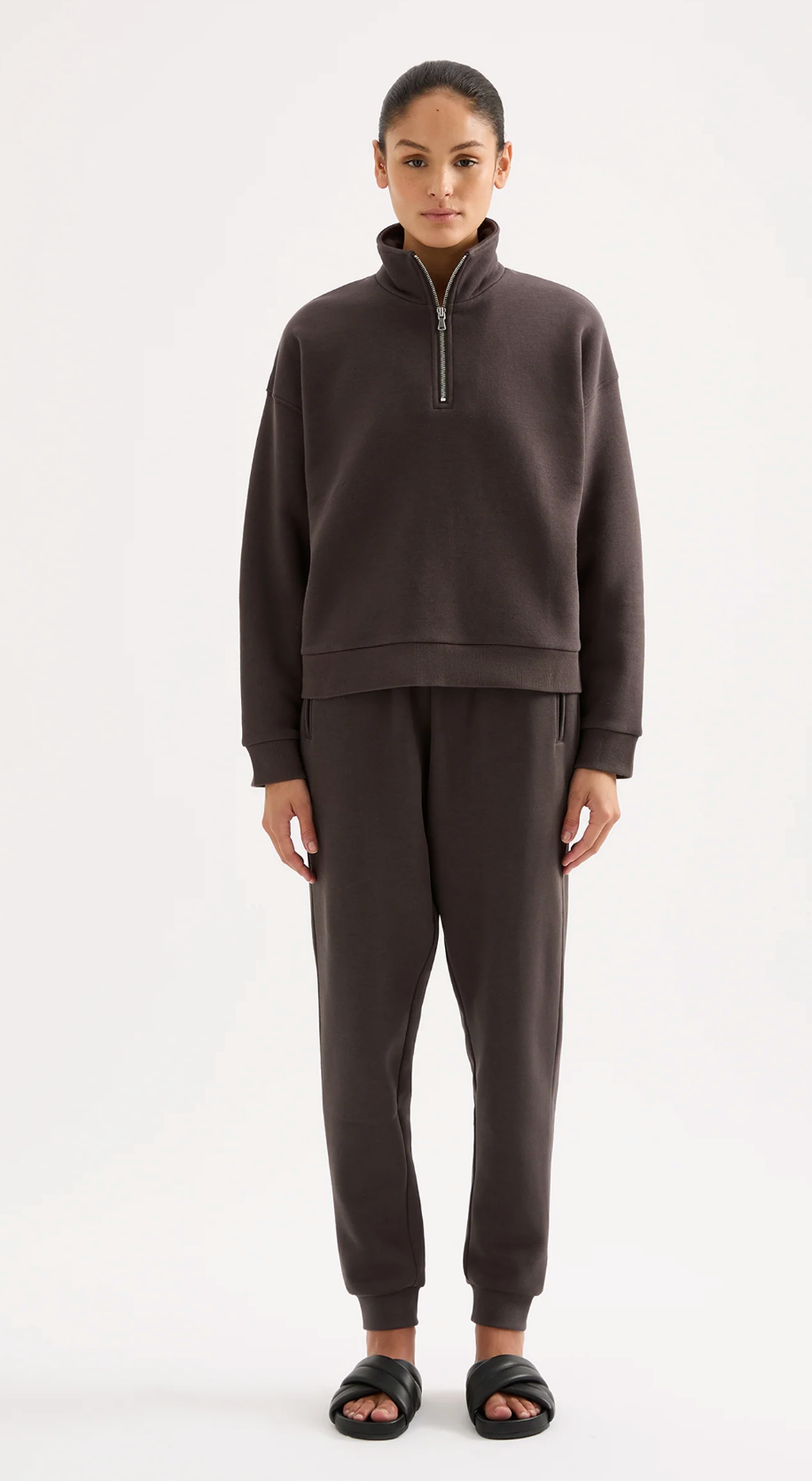 Carter Classic Zip Front Sweat - Coal