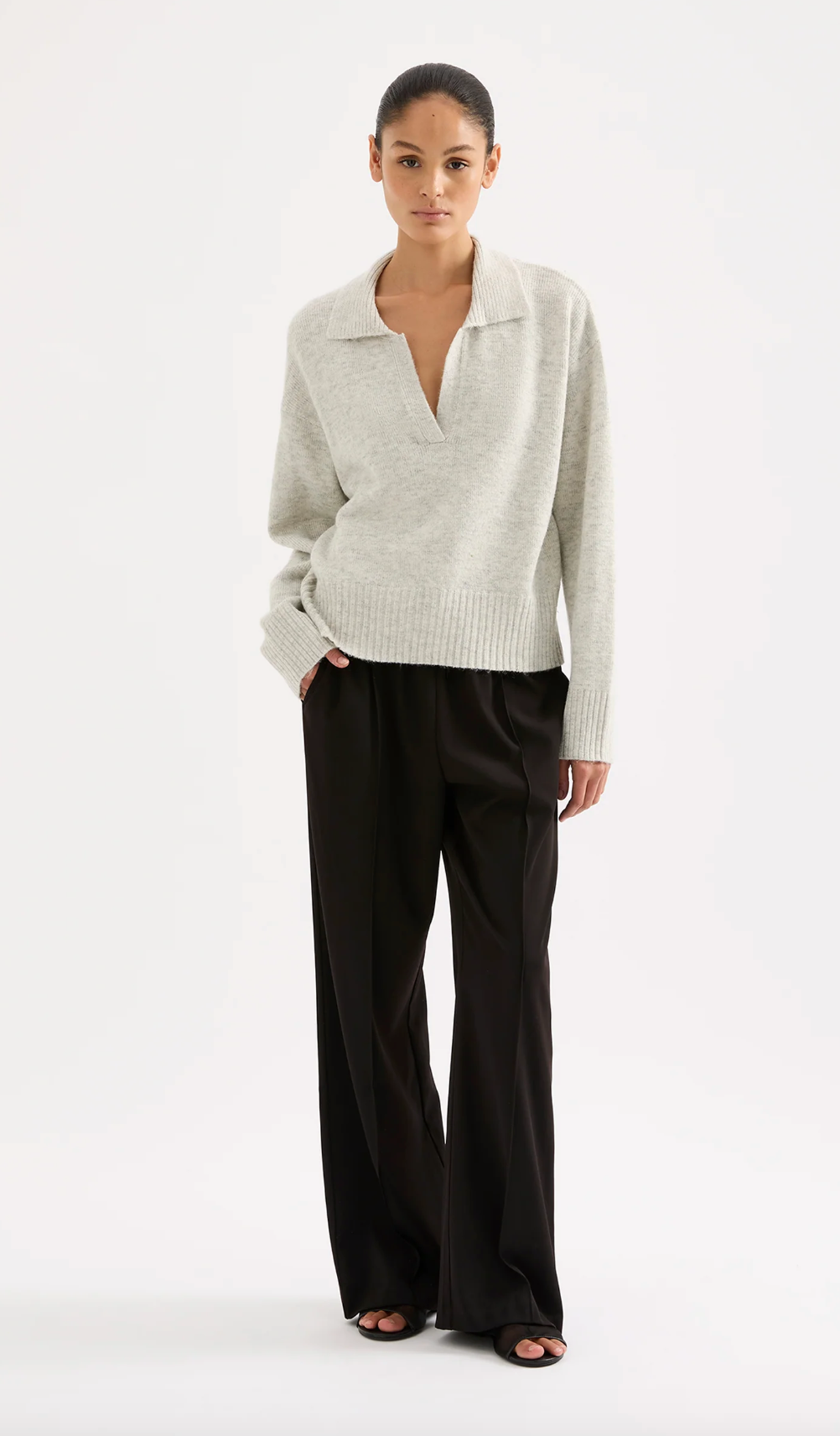 Kinsley Rugby Knit - Grey Marle