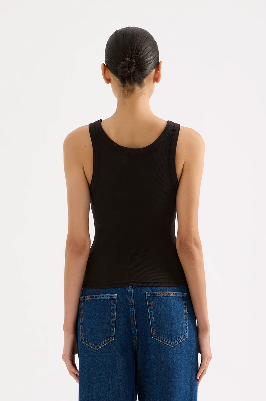 Organic Rib Singlet - Black