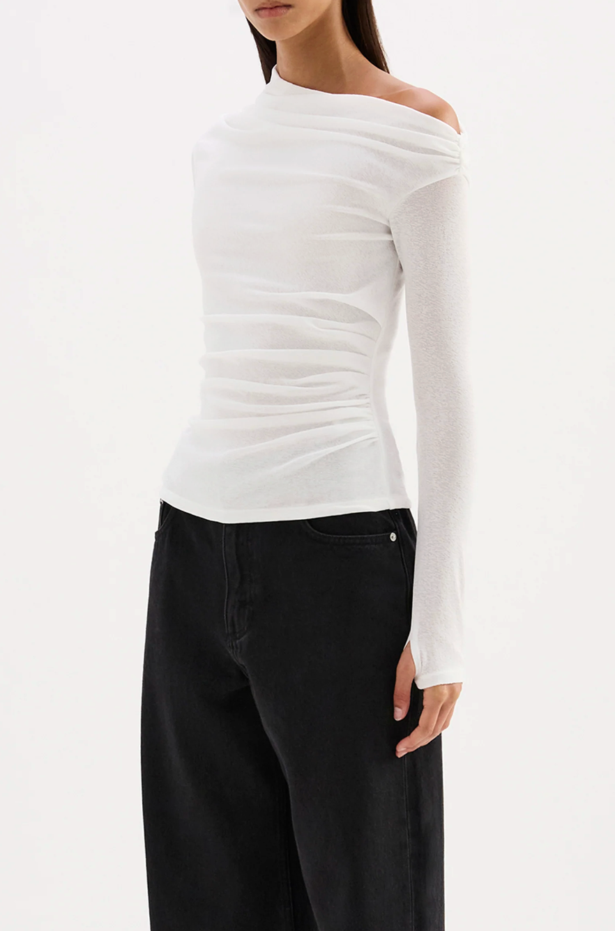 Rue Mesh Long Sleeve Top - Salt