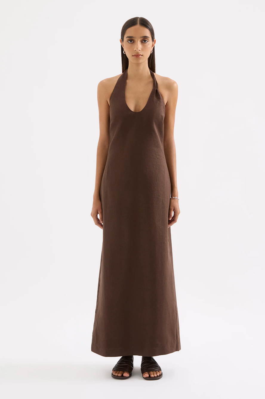 Zayda Linen Dress - Chocolate