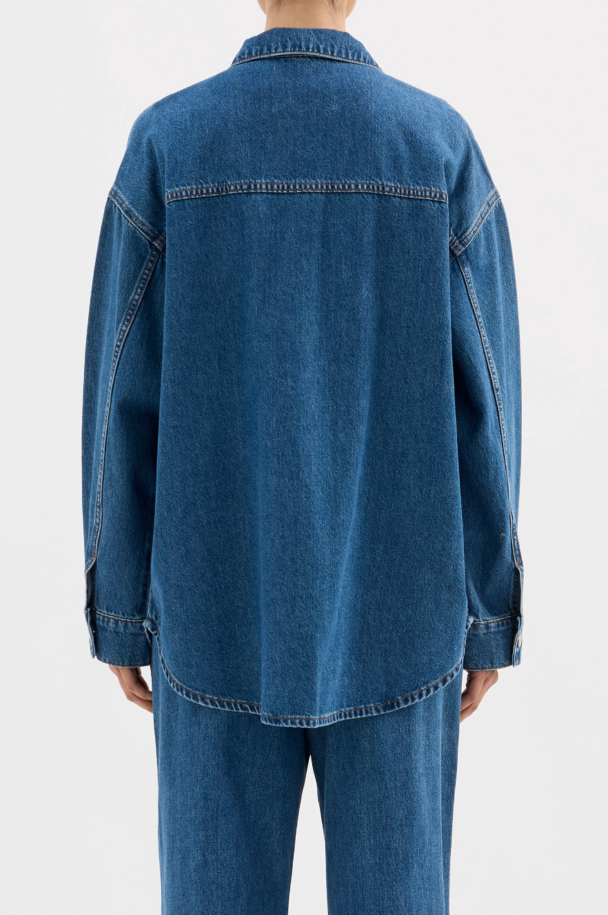 Organic Denim Overshirt - Royal Blue