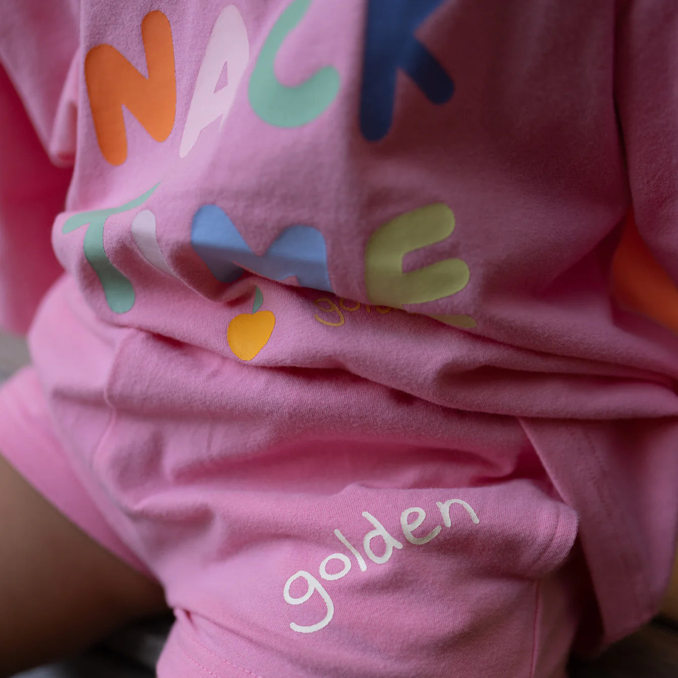 Snack Time Mid Sleeve Tee - Meringue Pink