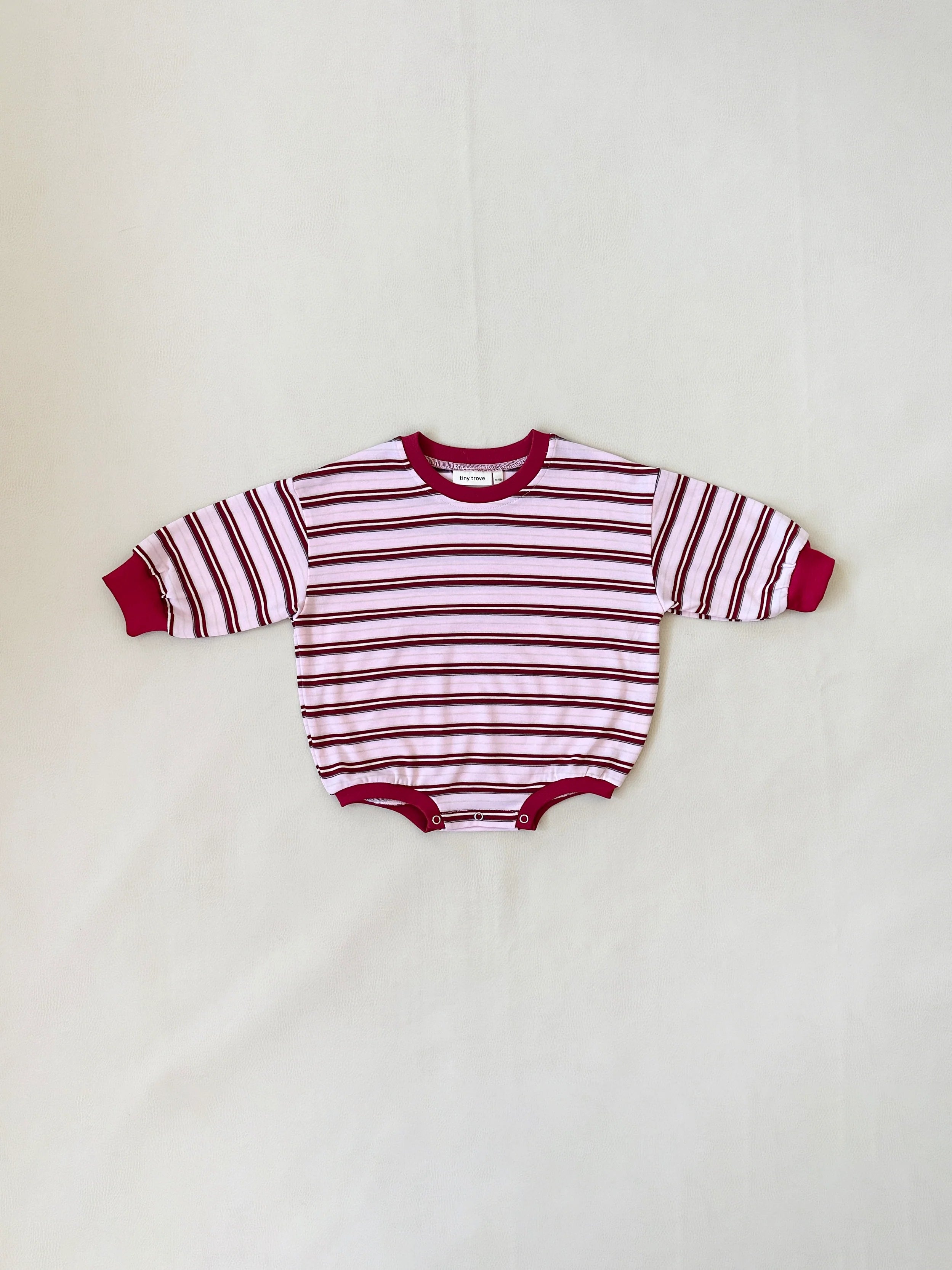 Mattie Stripe Cotton Bodysuit - Pink/Red Stripe