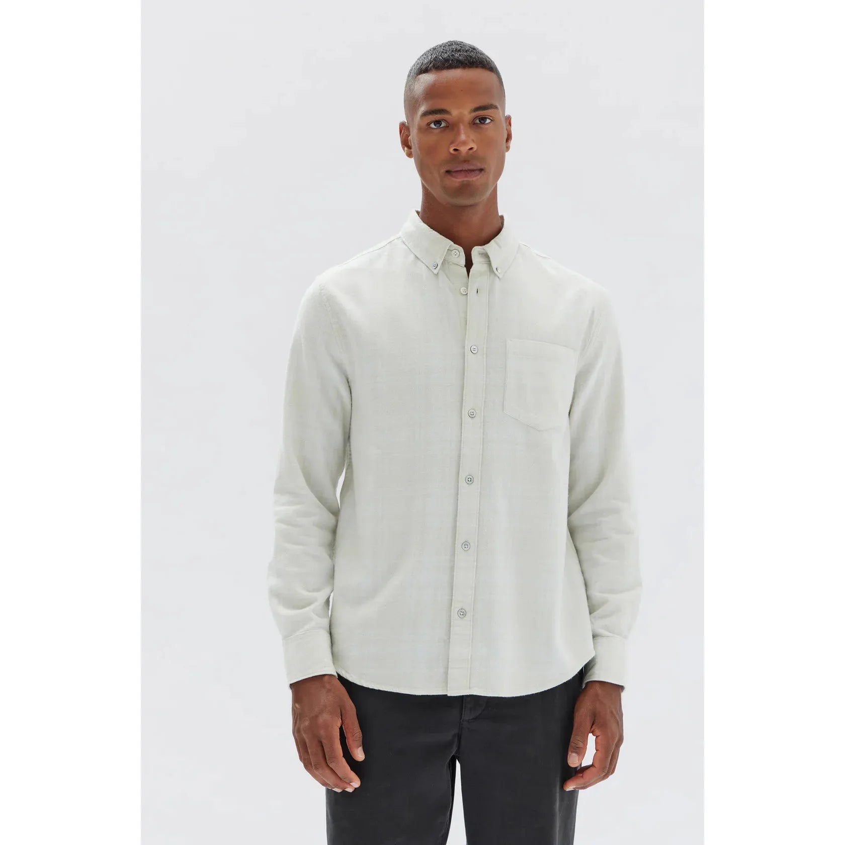 Assembly Label Tanner Brushed Check Shirt - Limestone Check