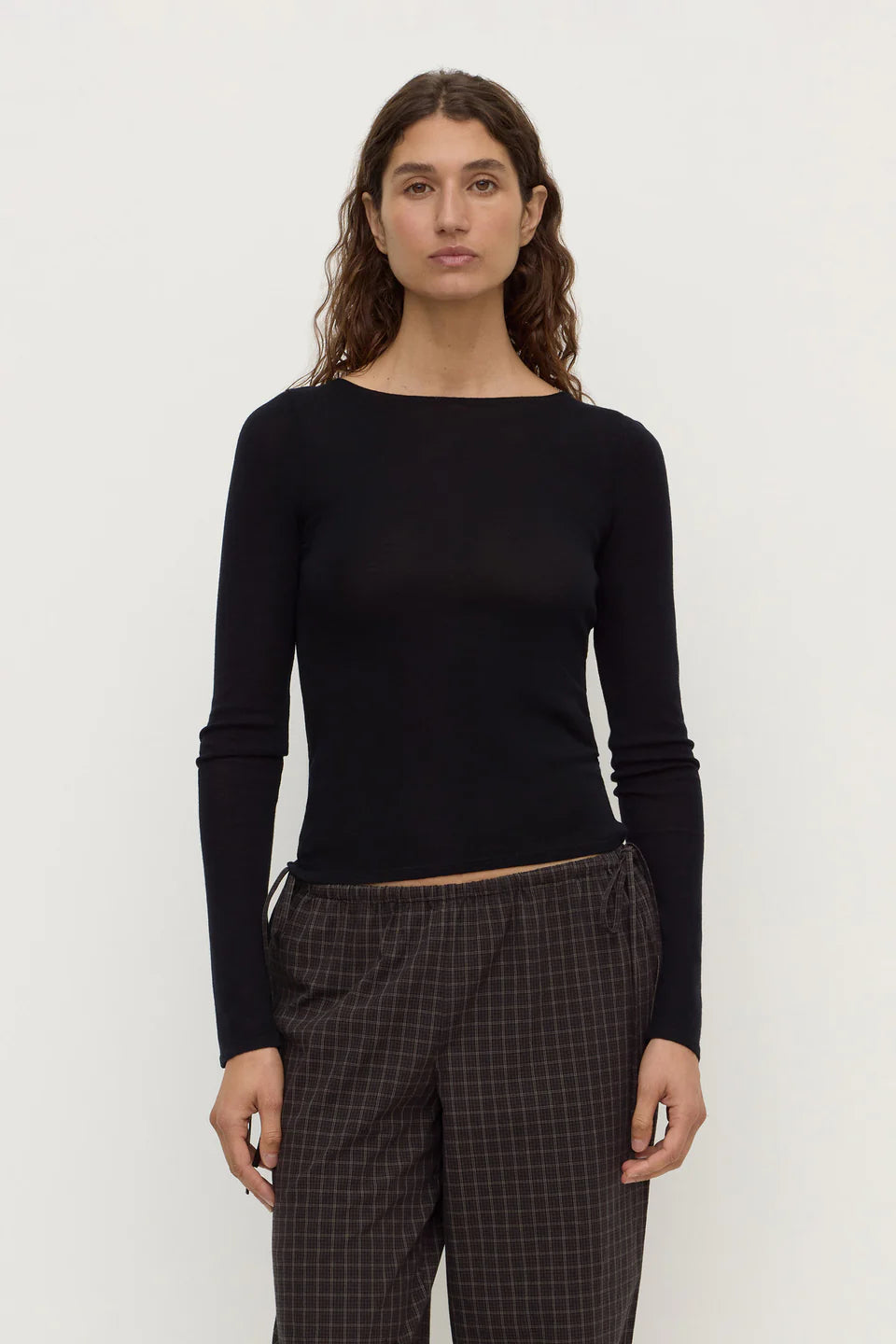 Tatiana Wool Long Sleeve Top - Black