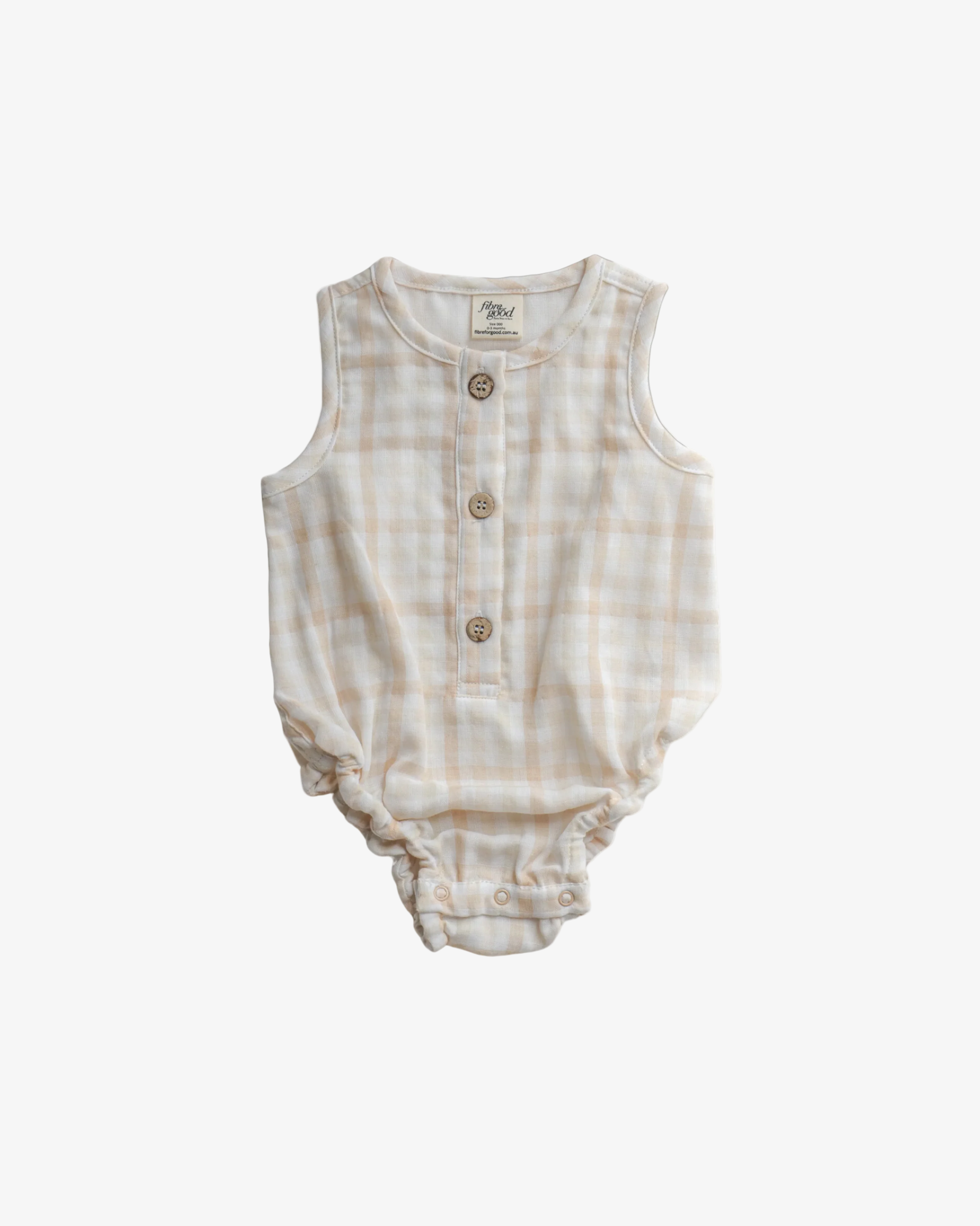 Organic Gingham Sleeveless Bodysuit