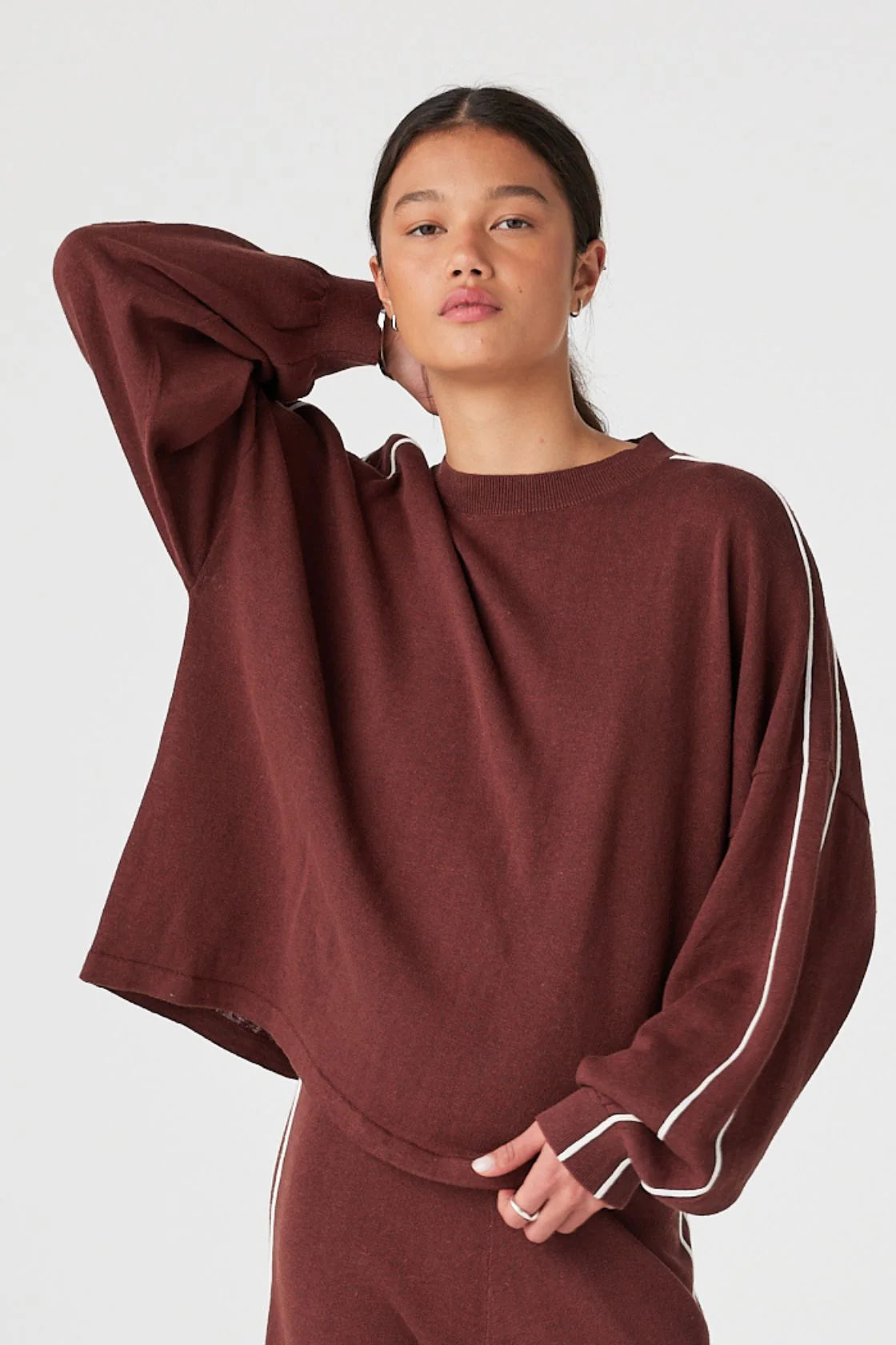 Pippa Long Sleeve Tee - Raisin & Cream