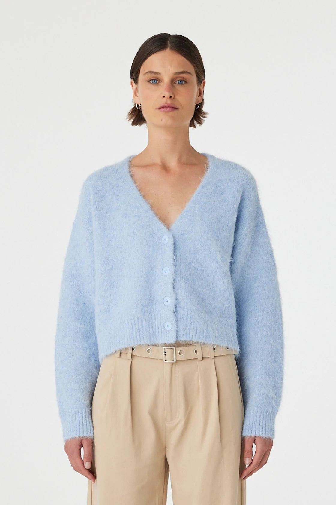 Liora Fluffy Cardigan - Sky