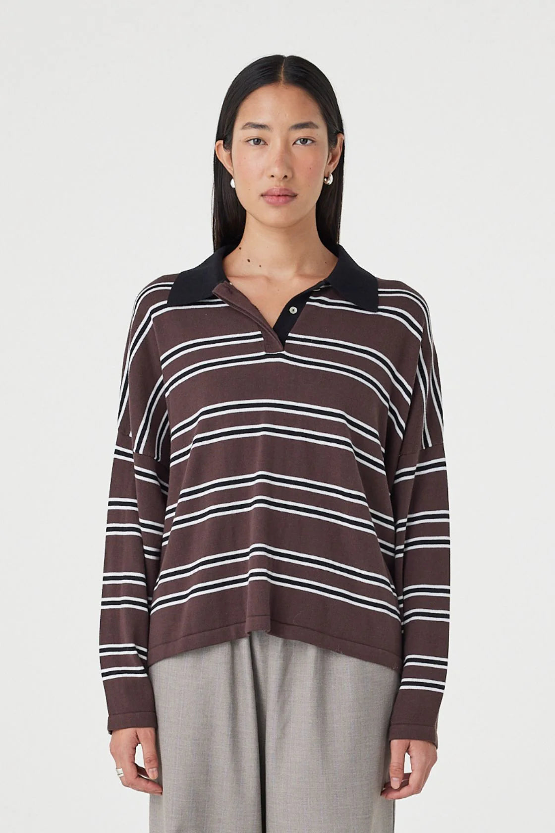 Rayne Knit Jersey - Espresso, Black & Cream Stripe