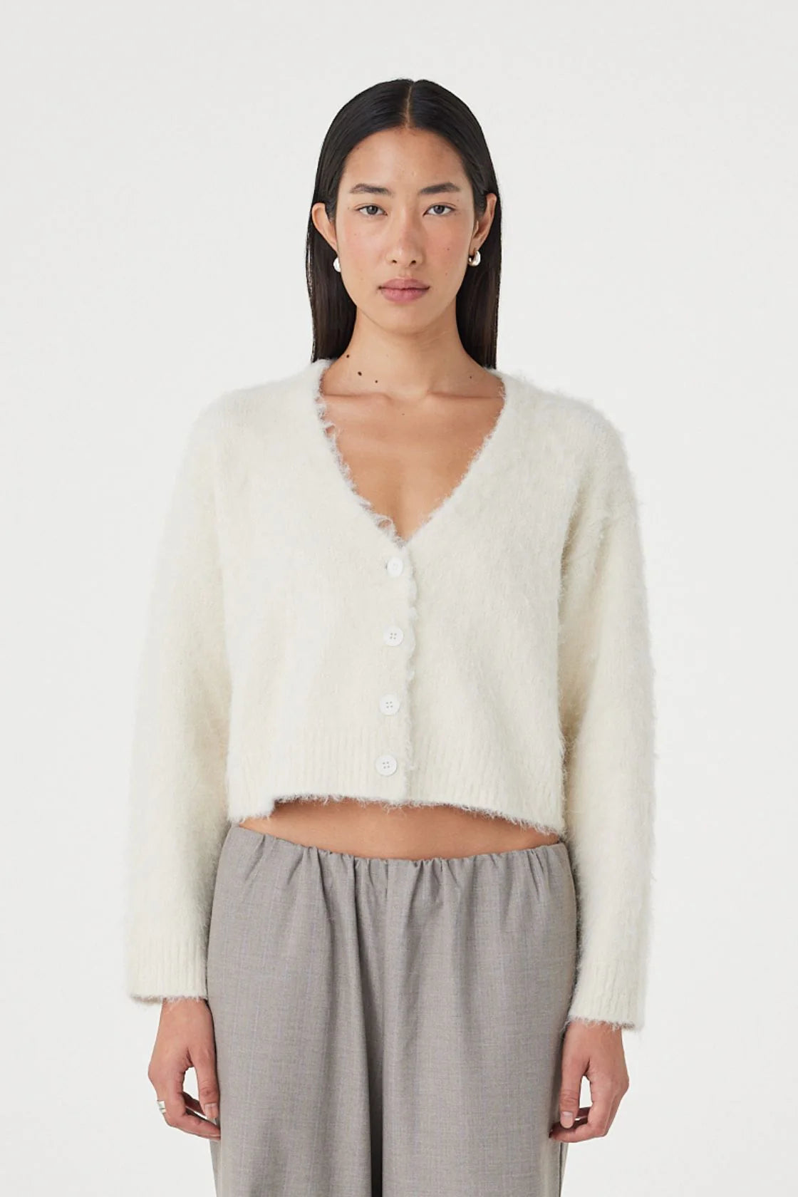 Liora Fluffy Cardigan - Cream