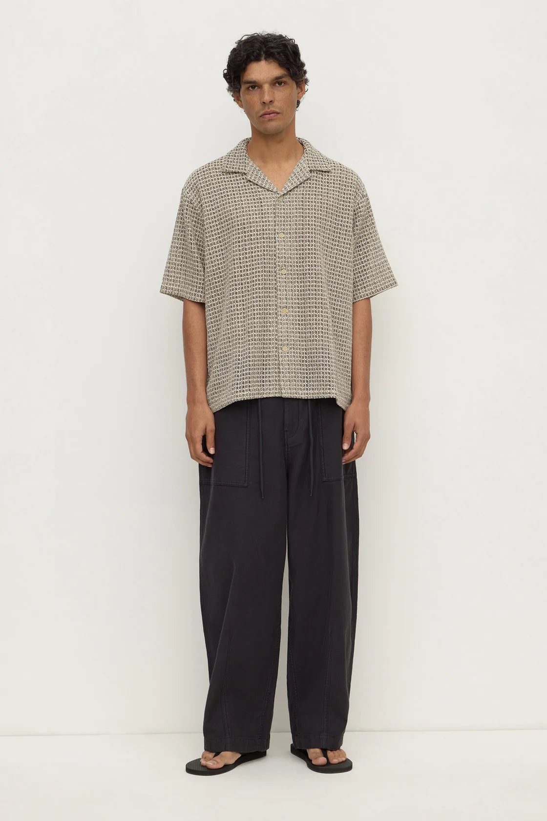 Watson Short Sleeve Shirt - Cream & Black