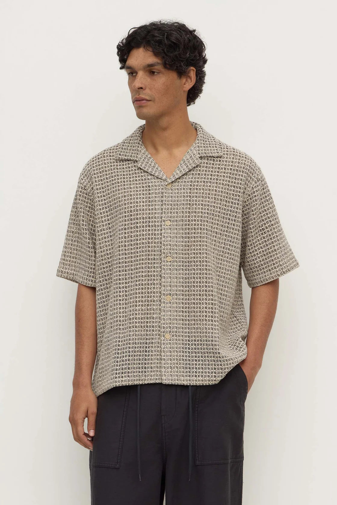 Watson Short Sleeve Shirt - Cream & Black