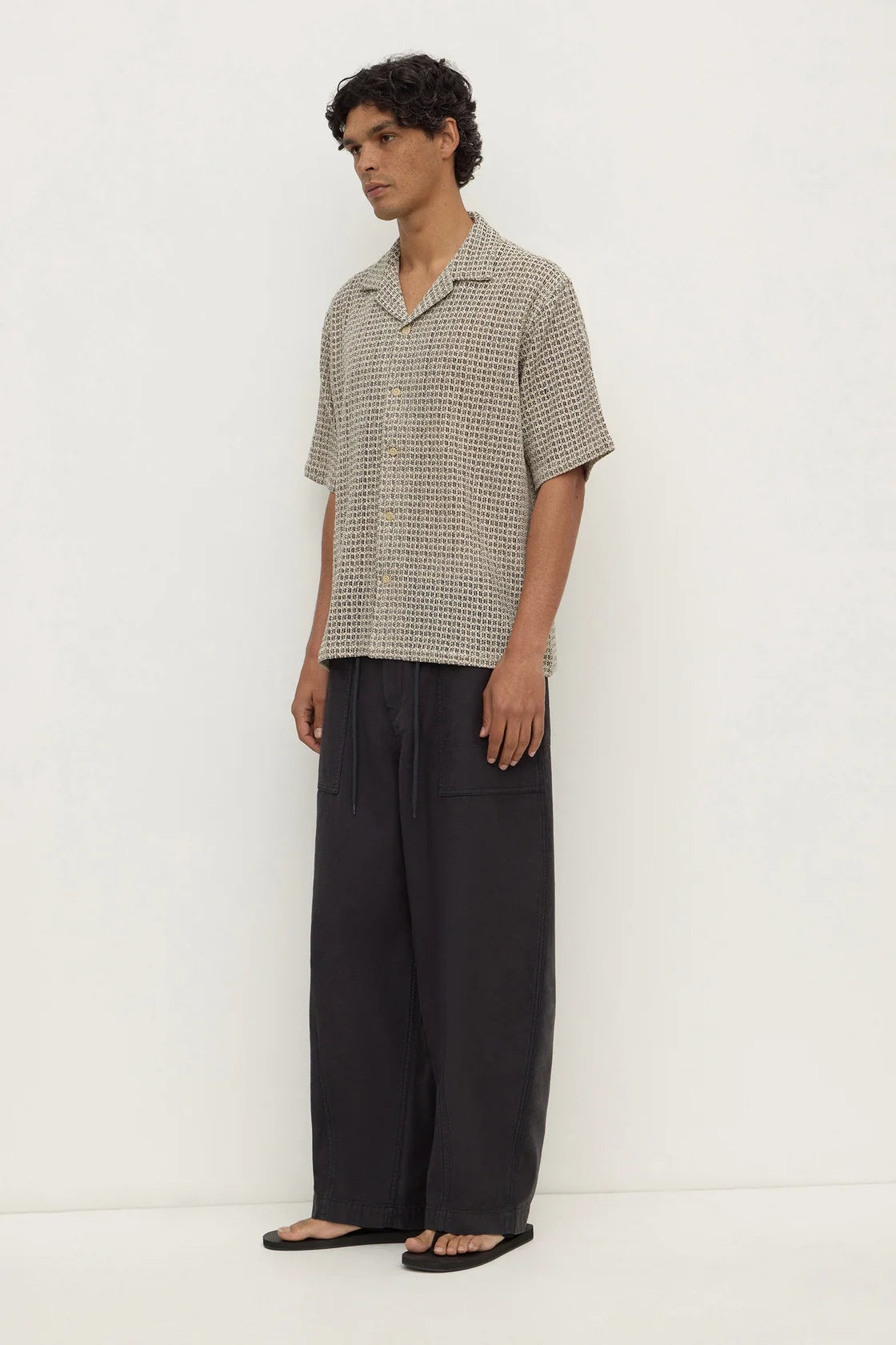 Watson Short Sleeve Shirt - Cream & Black