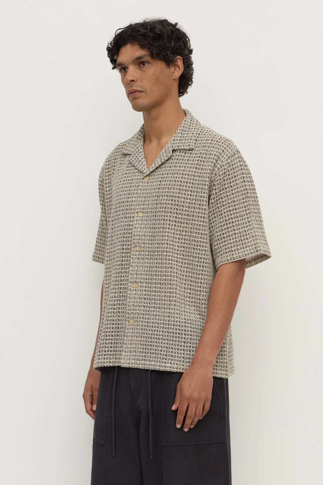 Watson Short Sleeve Shirt - Cream & Black
