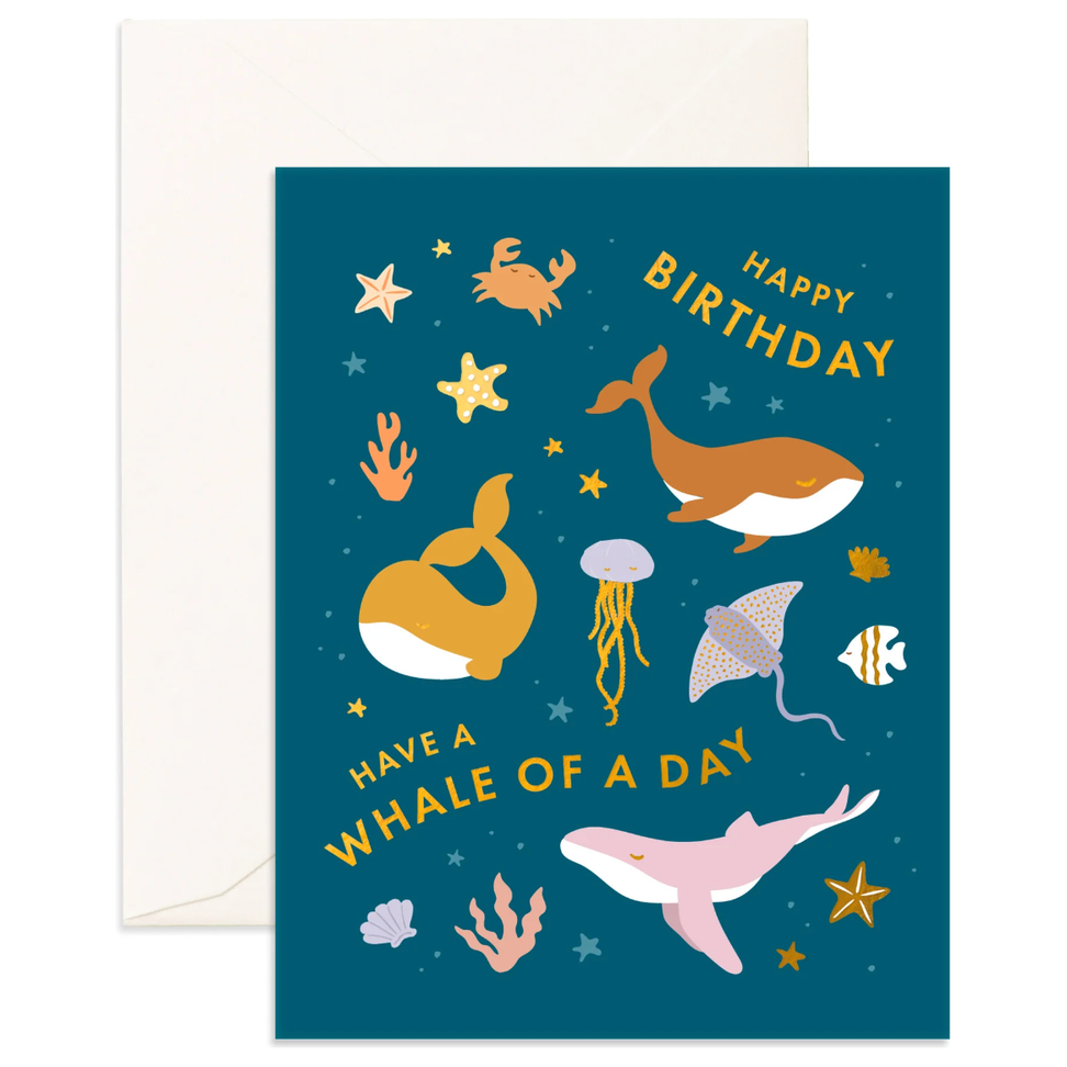 Fox & Fallow Whale Of A Day Greeting Card