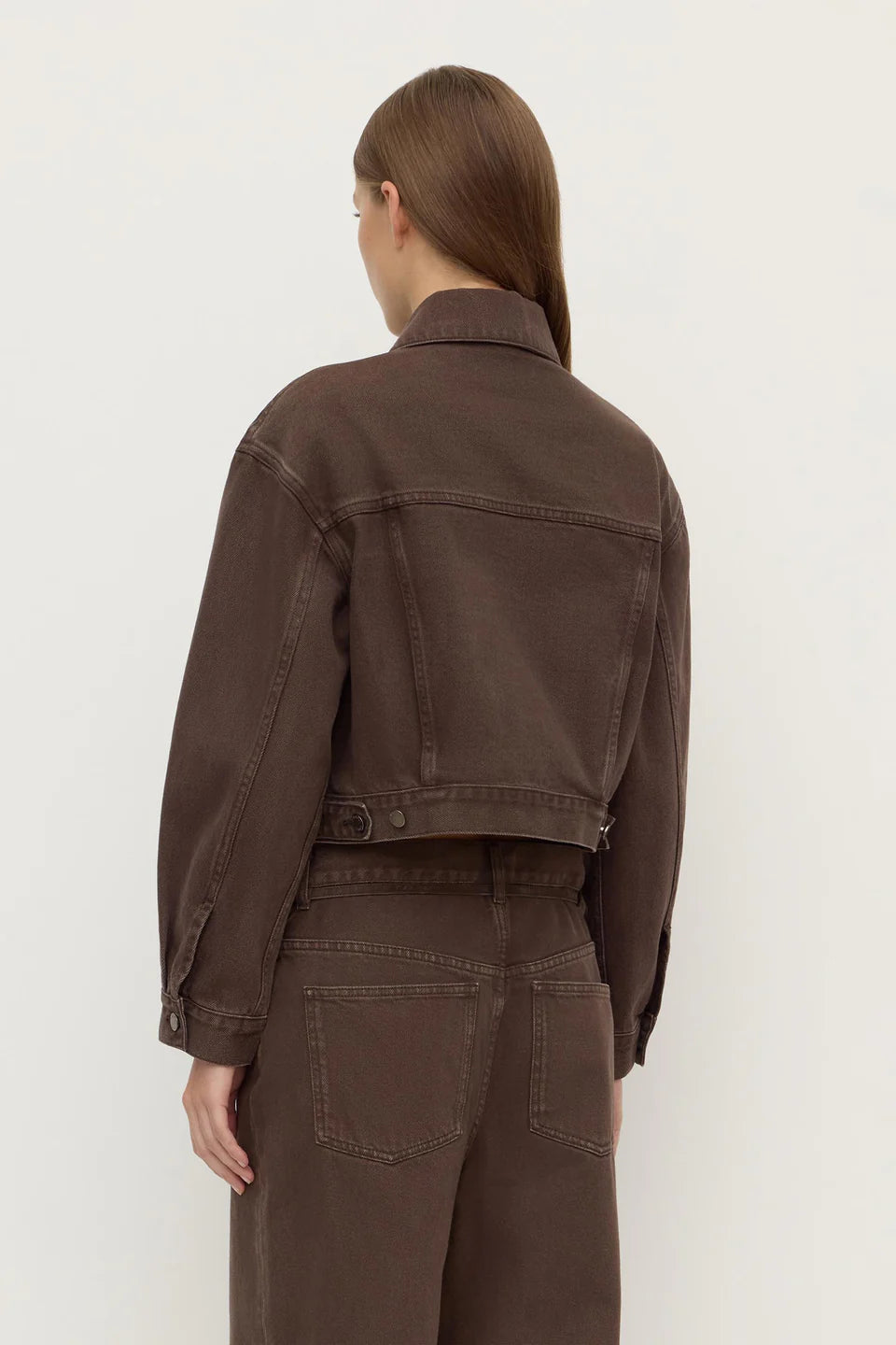 Cropped Denim Jacket - Dark Ganache