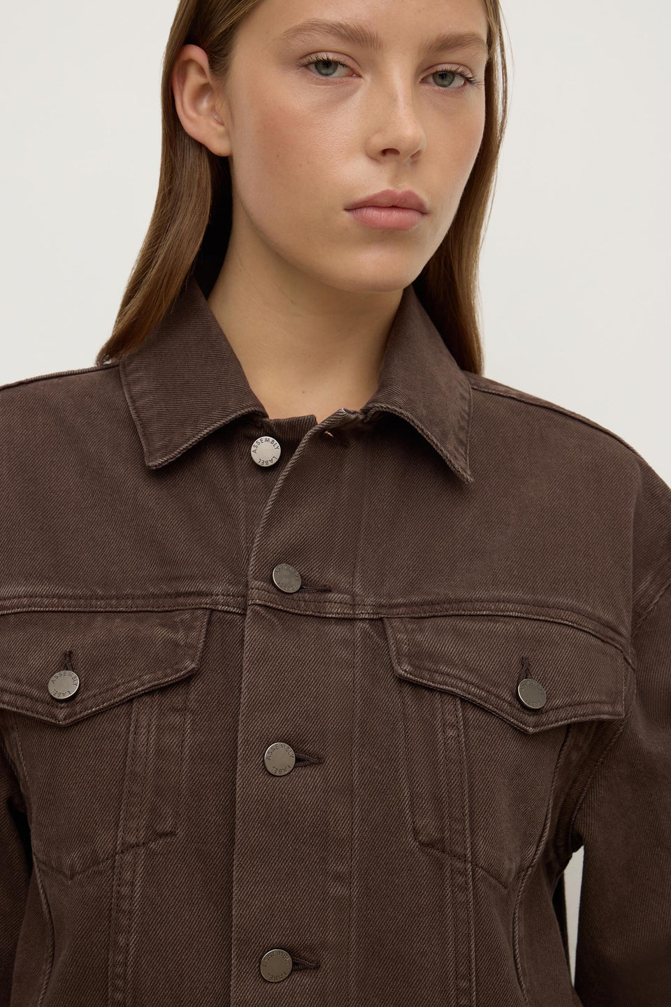 Cropped Denim Jacket - Dark Ganache