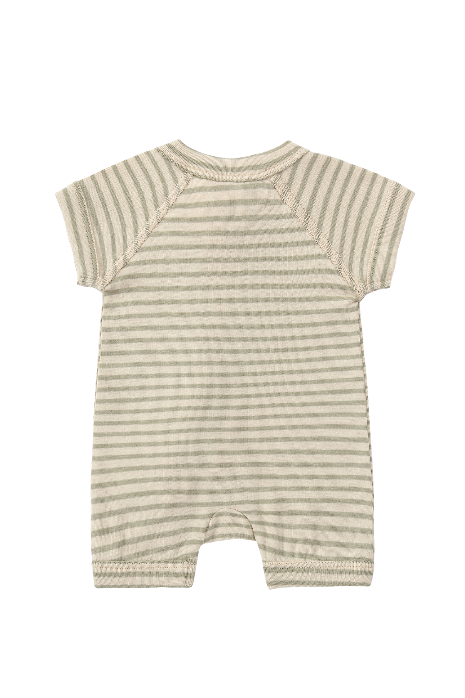 Zip Growsuit Short Sleeve - Sage Stripes