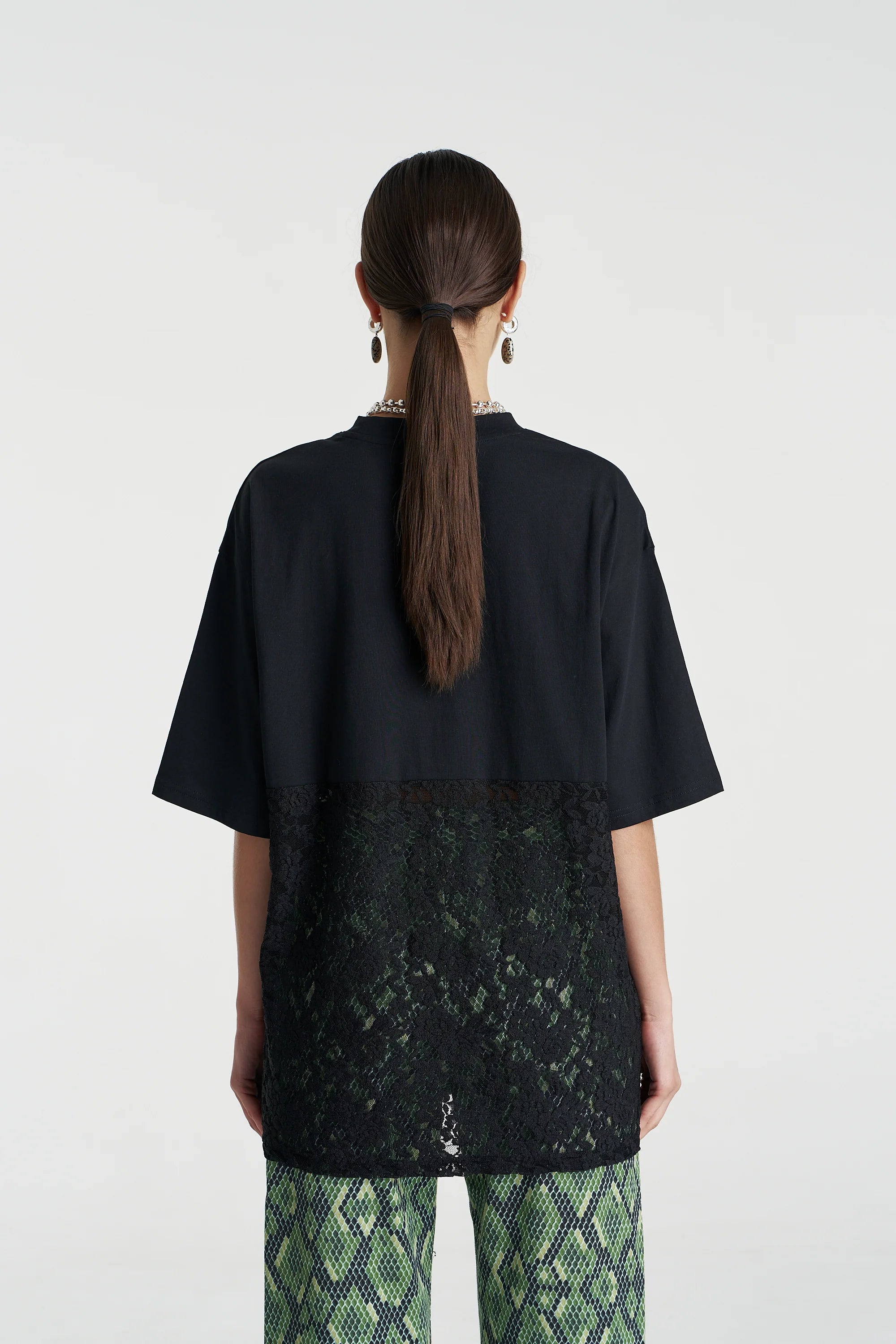 Lace Panel Tee - Black