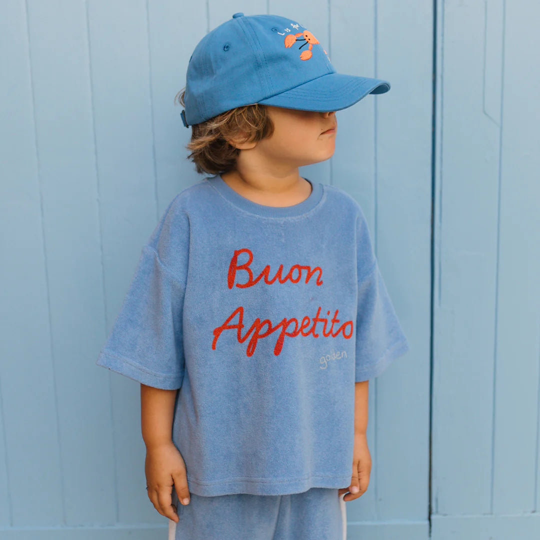 Buon Appetito Mid Sleeve T-Shirt - Pool Blue