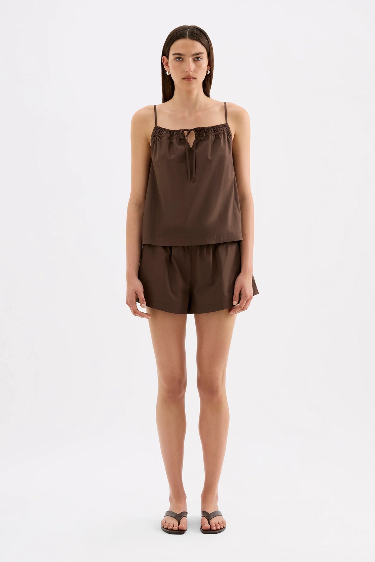 Cerie Poplin Top - Chocolate