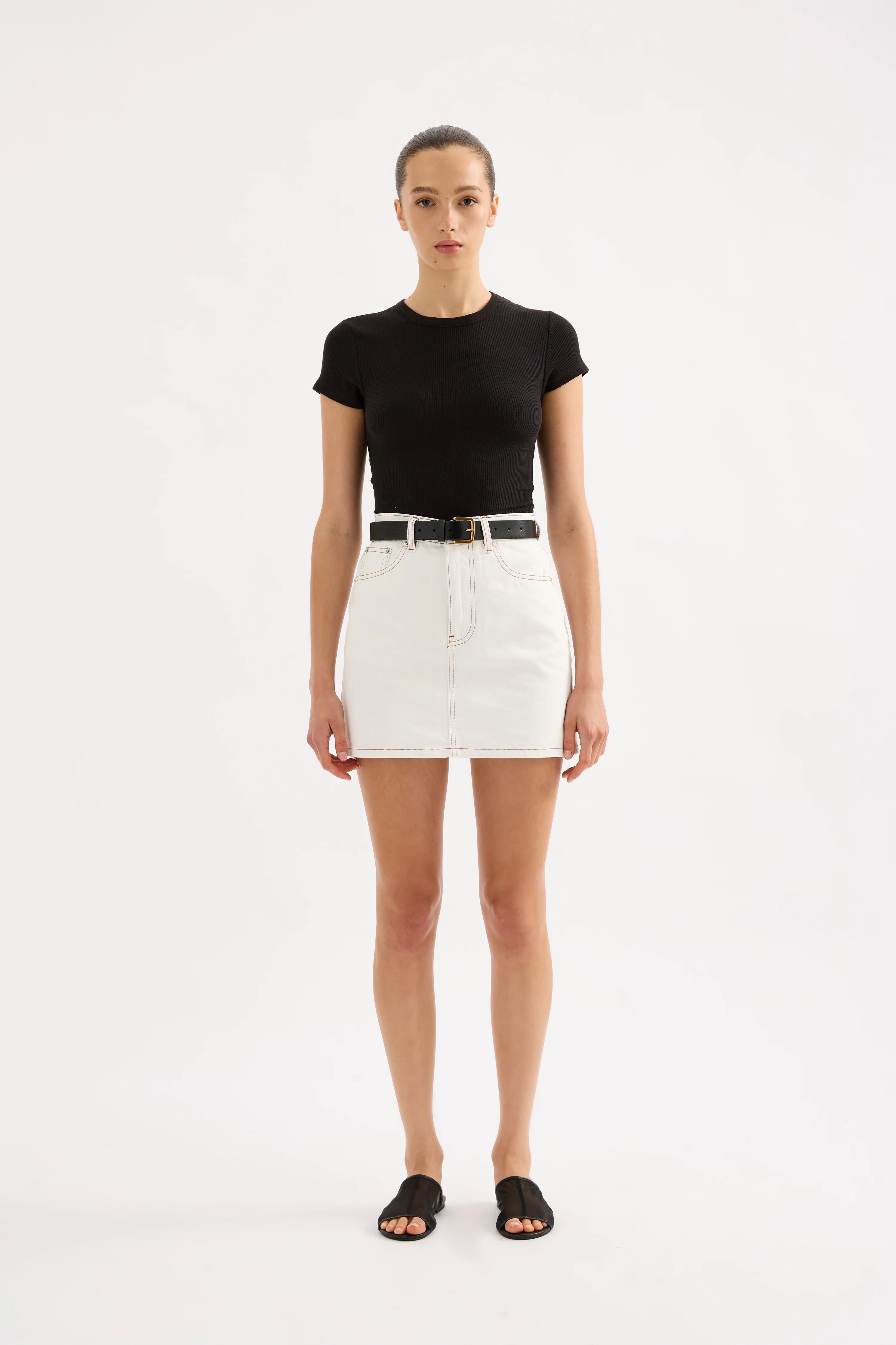 Sia Denim Mini Skirt - Salt