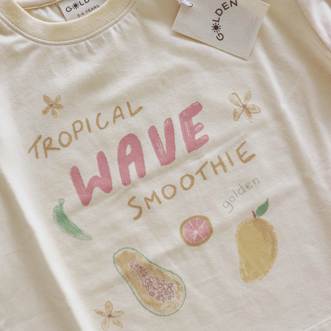 Tropical Wave Mid Sleeve Tee - Vanilla Parfait