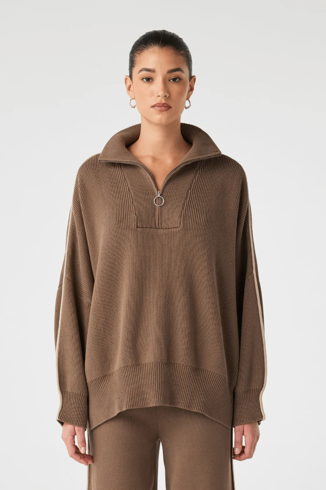 Oversized Zip Sweater - Cacao