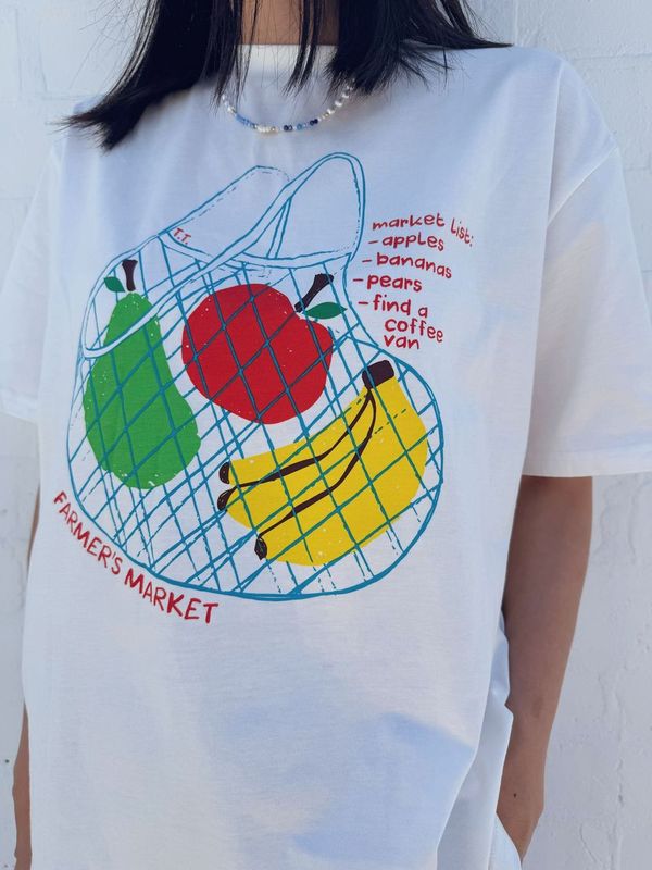 Adult Farmer's Market Relaxed Tee - White