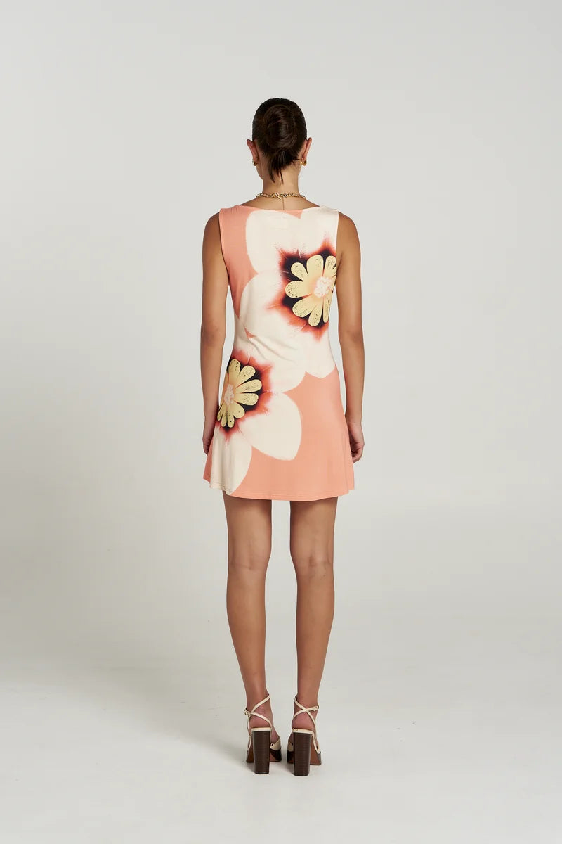 Boatneck Mesh Mini Dress - Harlequin