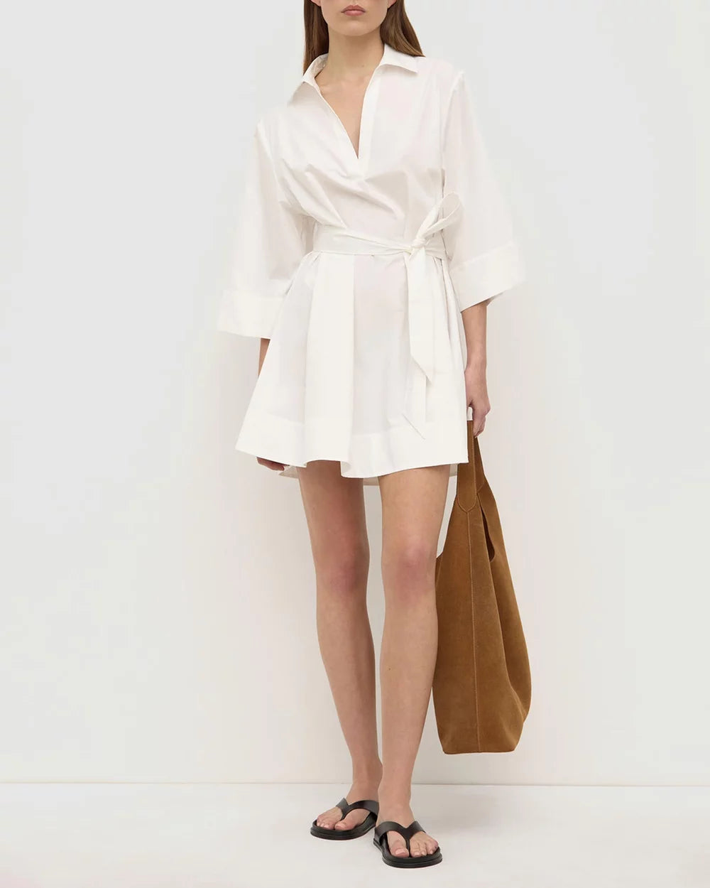 Claire Mini Shirt Dress - White