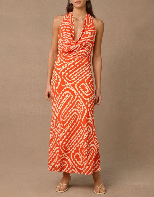 Tempo Print Maxi Dress