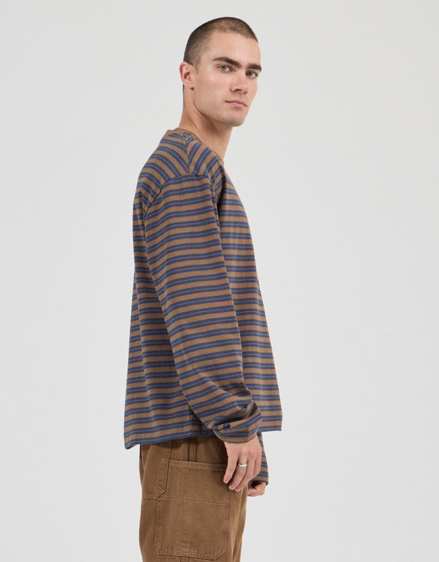 Stripe LS Tee - Stripe Tan & Navy