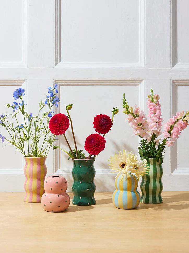 Fonda Vase - Yellow Blue Stripe