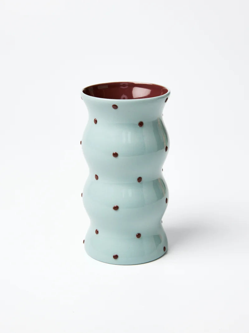 Palma Vase - Blue Brown Dotty