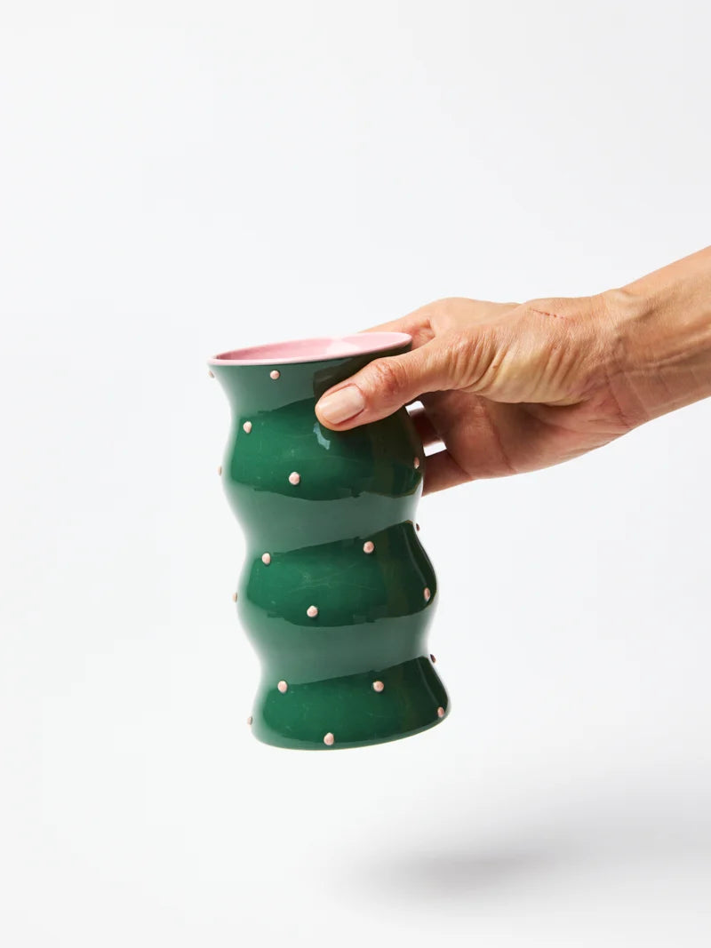 Palma Vase - Green Pink Dotty
