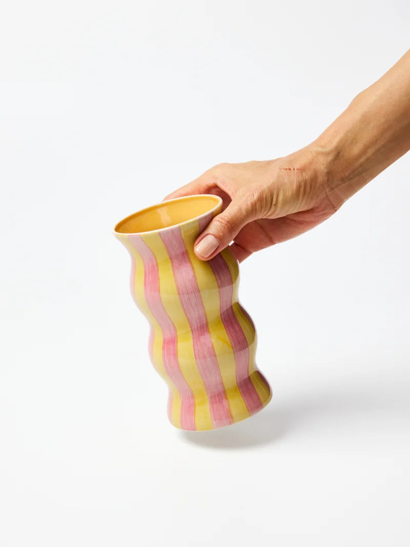 Palma Vase - Yellow Pink Stripe