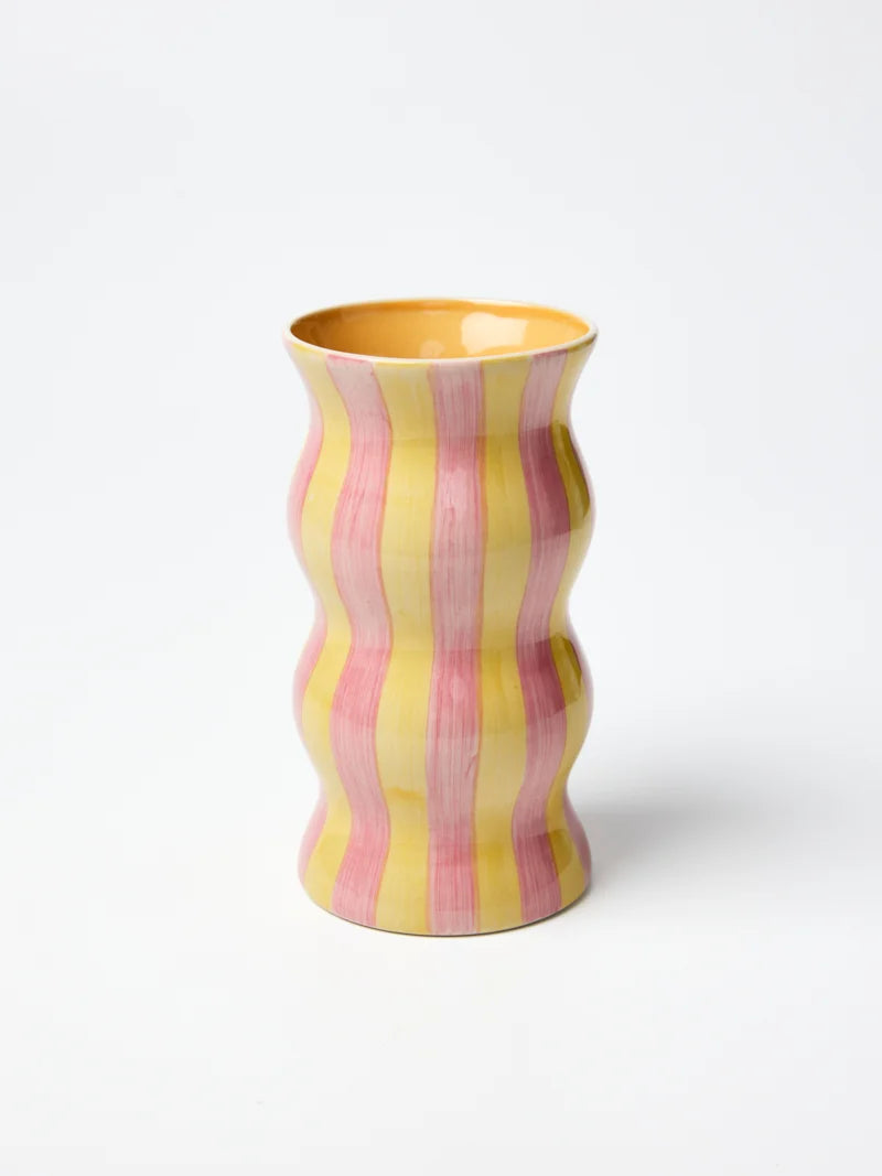 Palma Vase - Yellow Pink Stripe