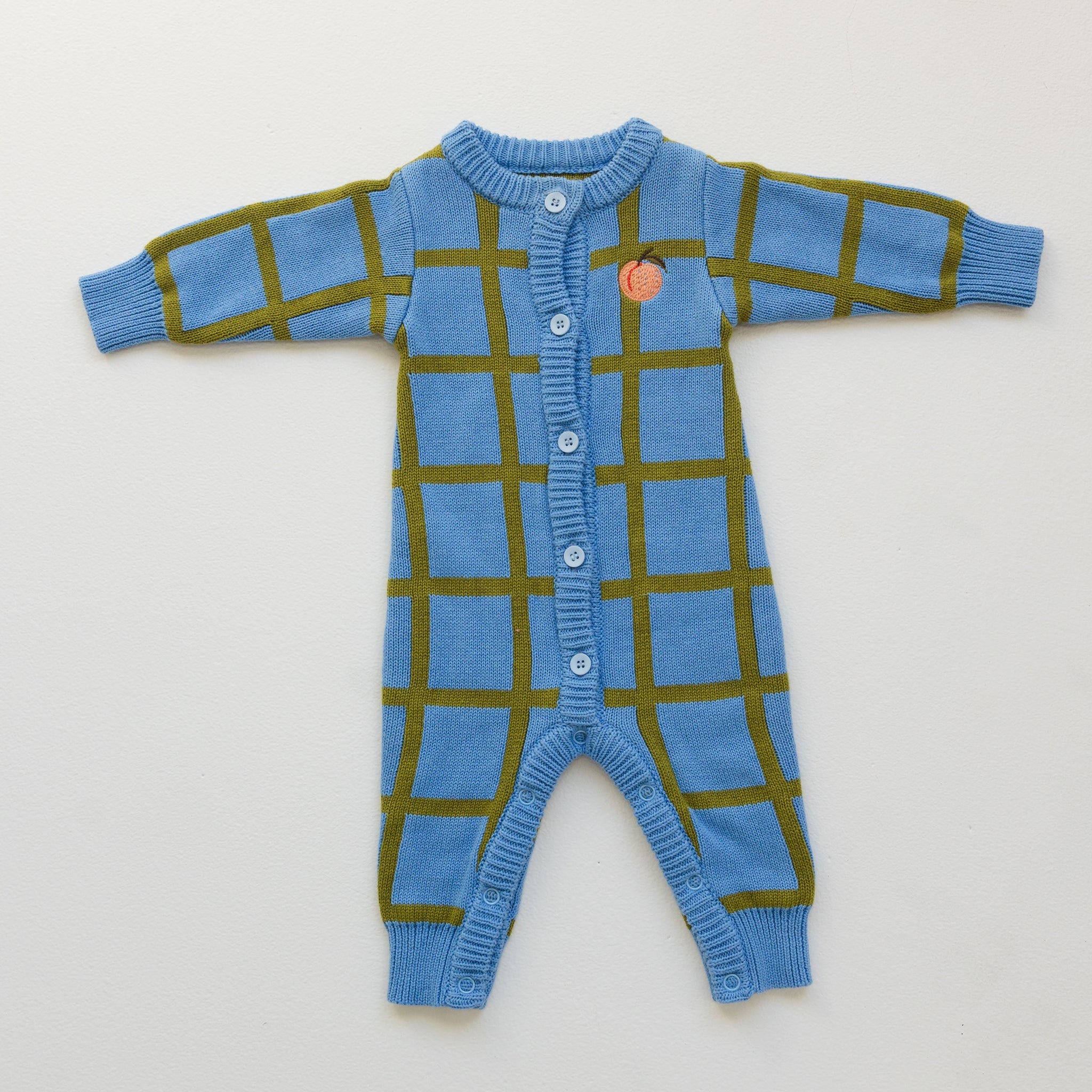 Check Knit Romper - Bluebird