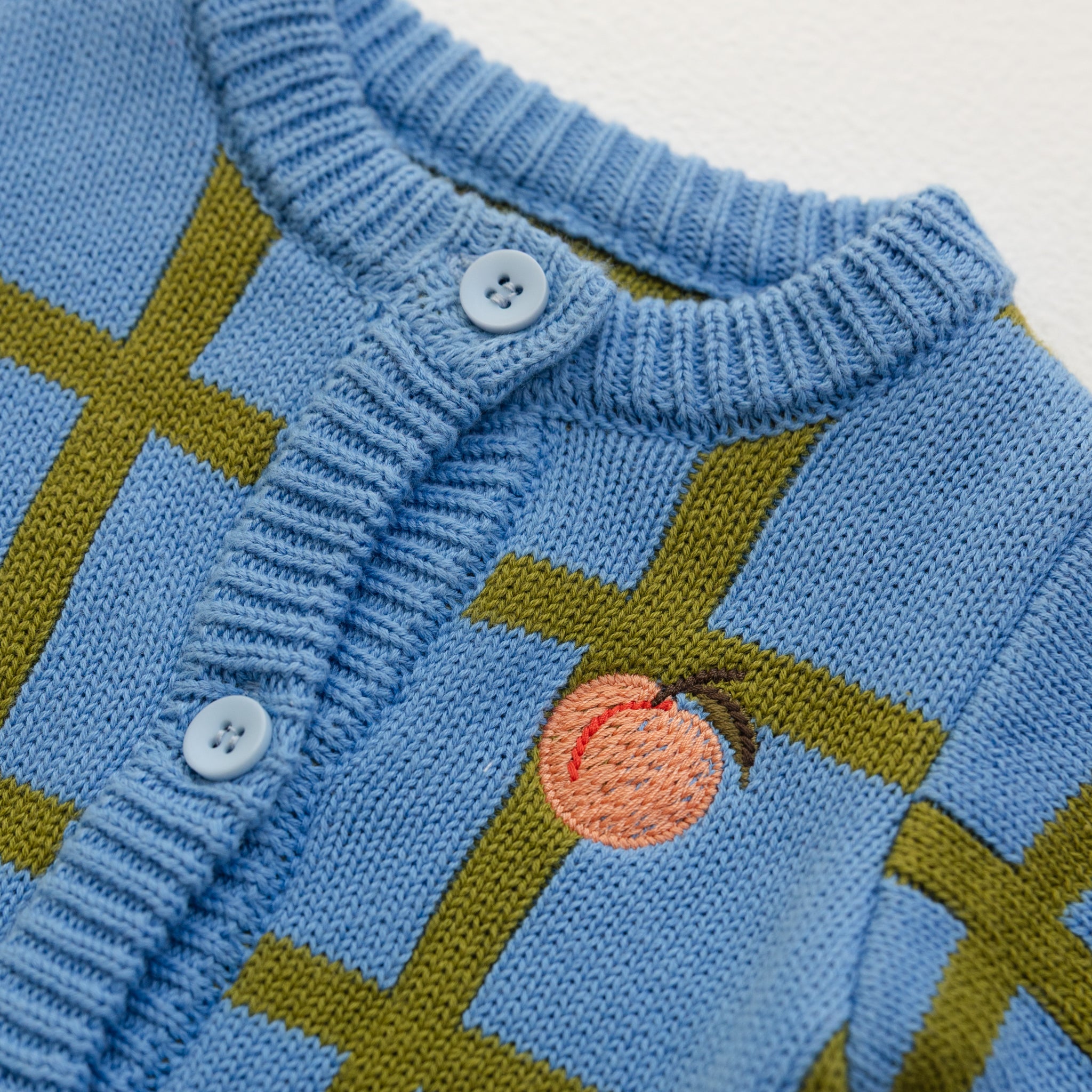 Check Knit Romper - Bluebird