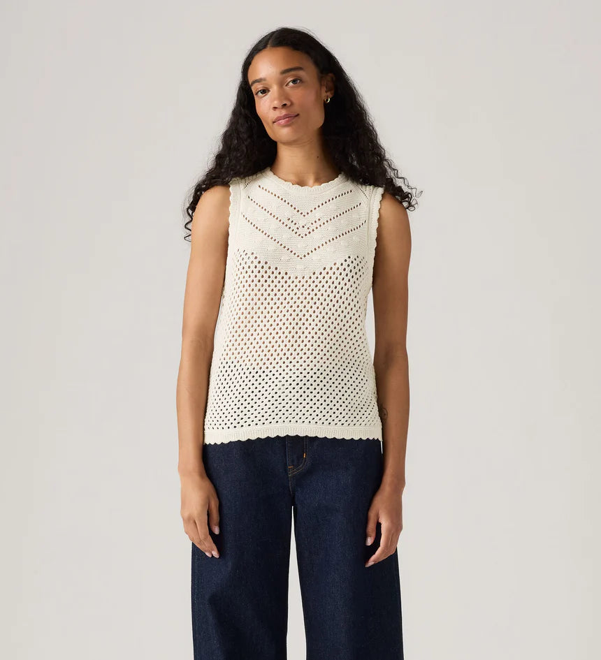 Adrienne Crochet Tank - Egret