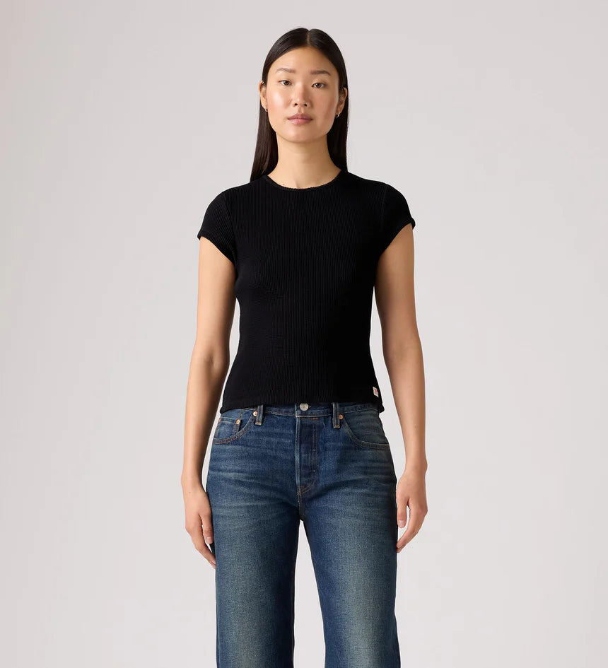 Dry Goods Waffle Cap-Sleeve Tee