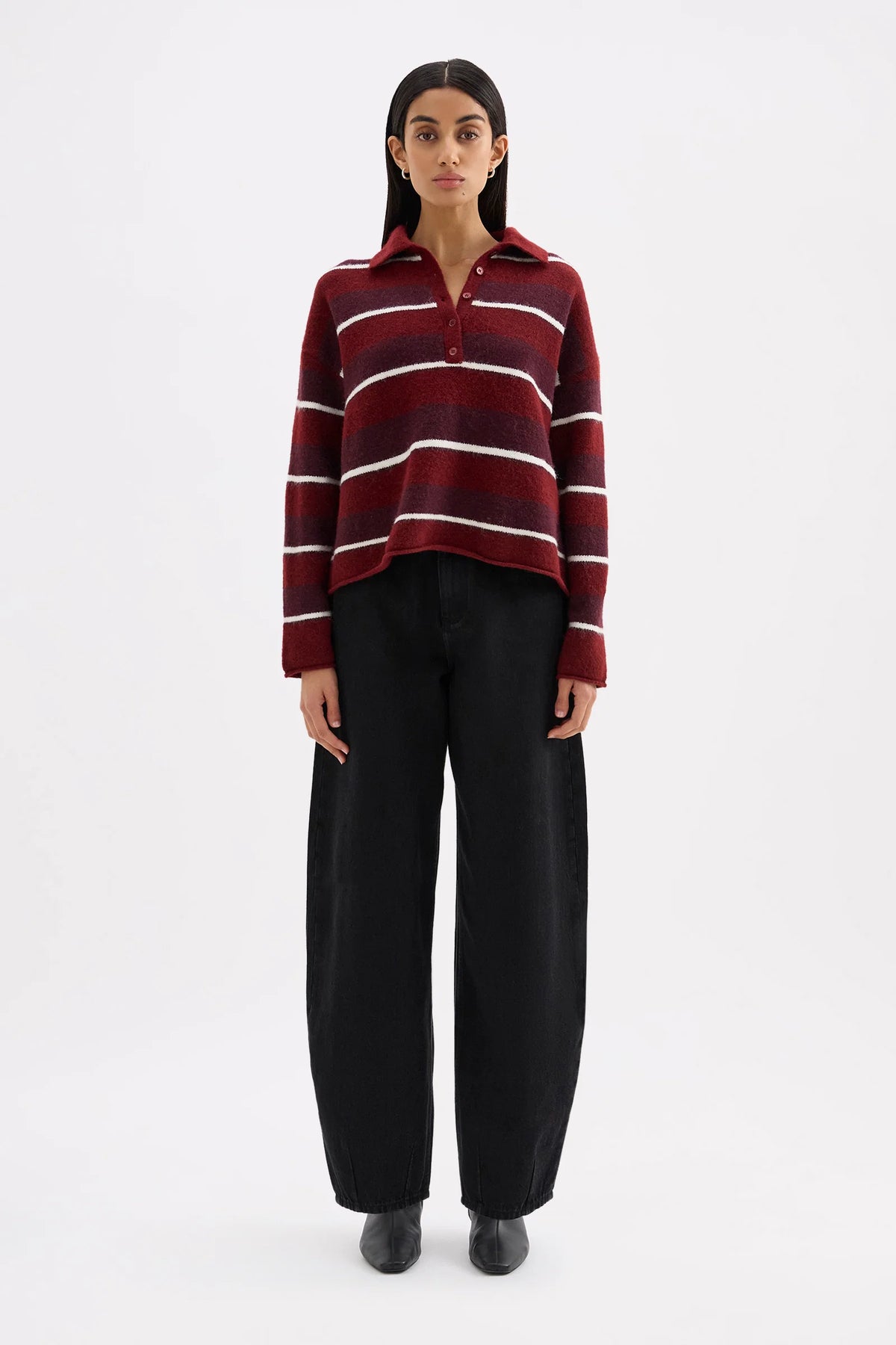 Maia Rugby Knit - Mulberry Stripe