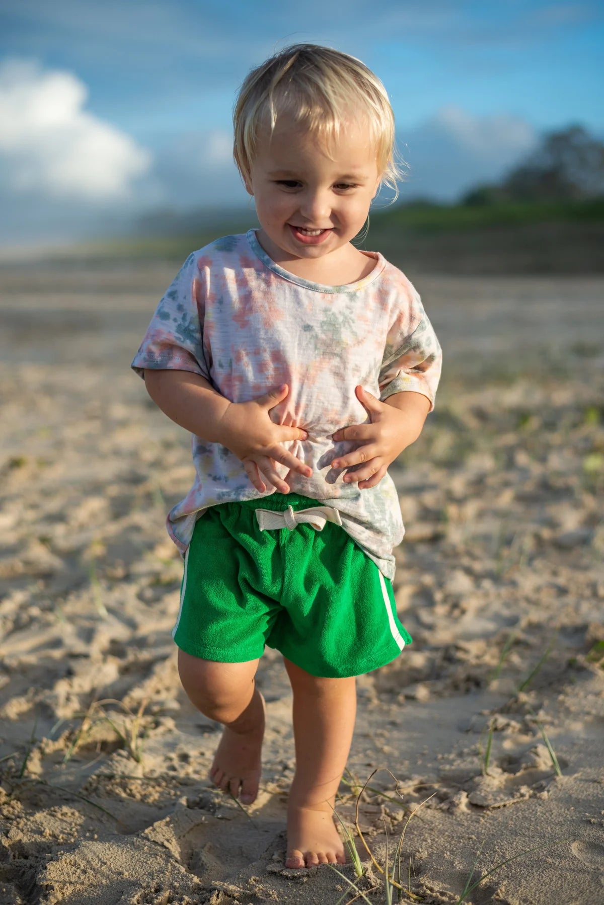 Mini Terry Towelling Shorts - Green