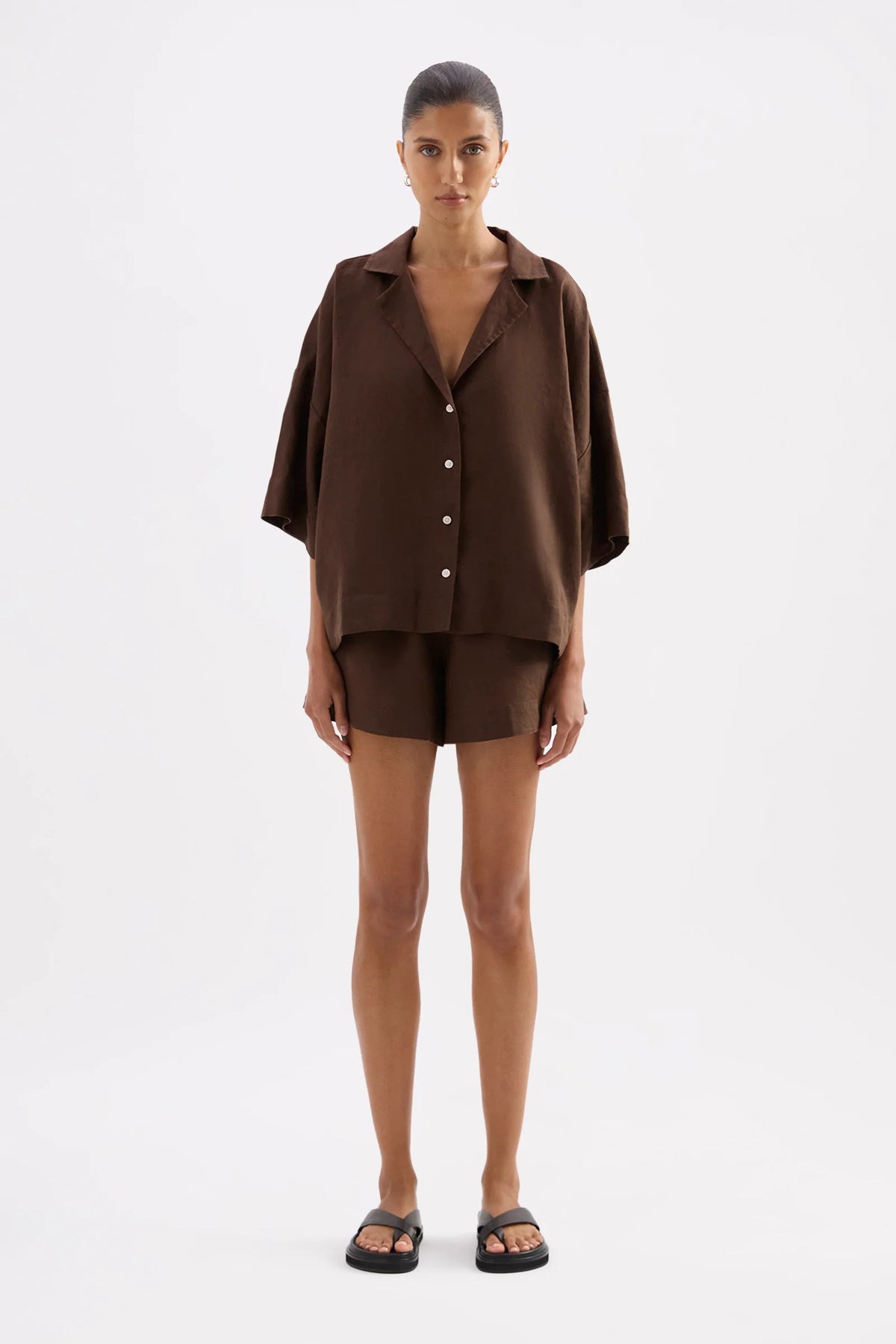 Lounge Linen Short - Chocolate