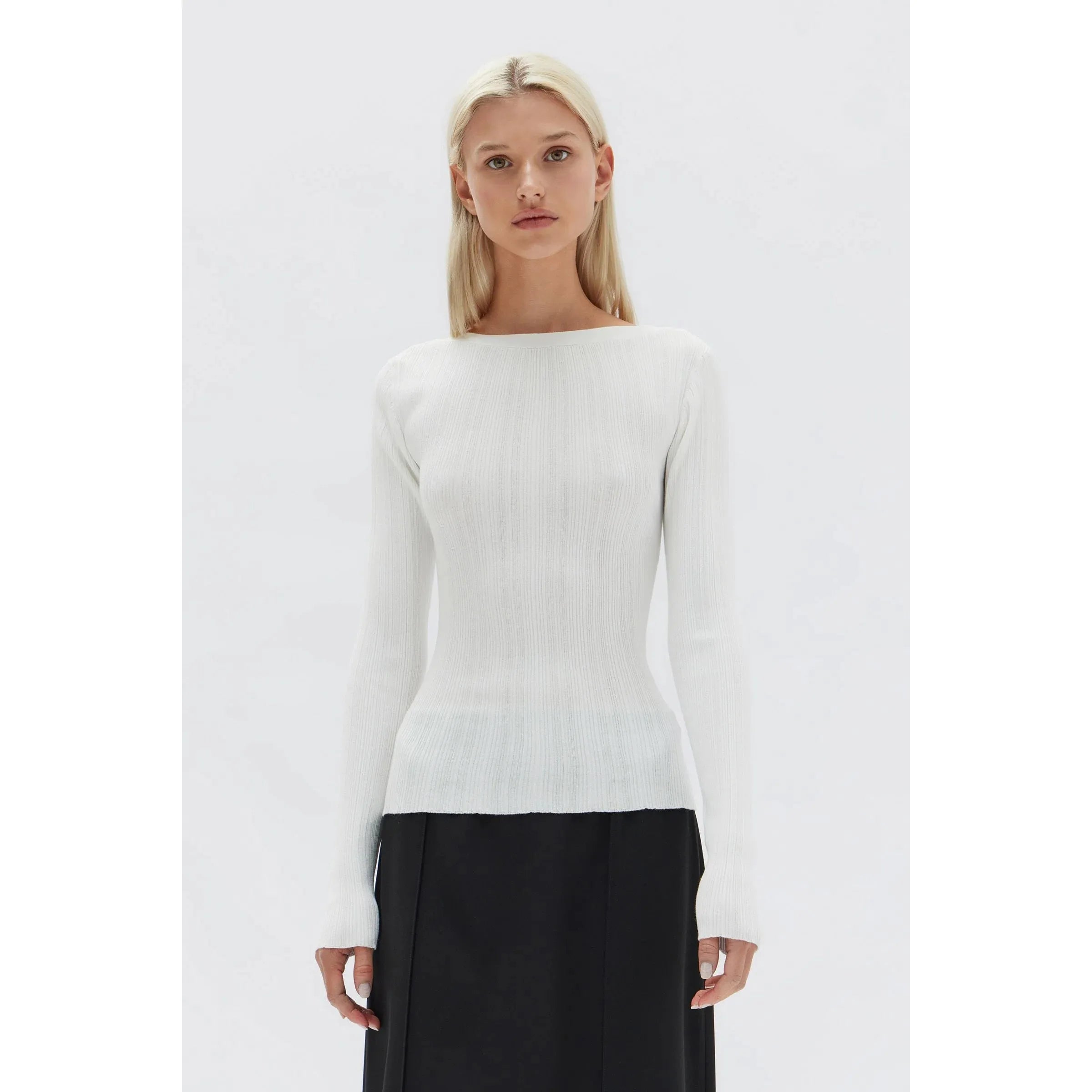 Assembly Label Vienna Knit Long Sleeve Top - Antique White