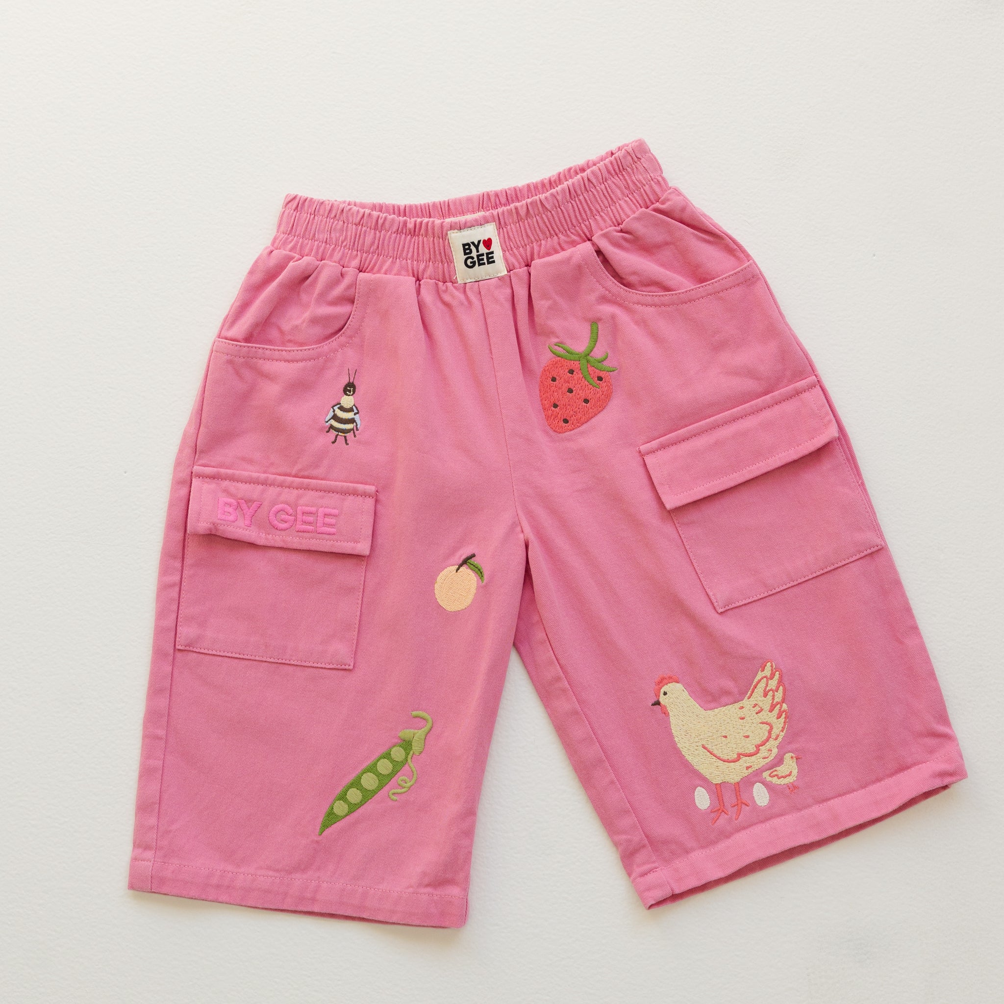 Cropped Wide Leg Cargo Pant - Peony
