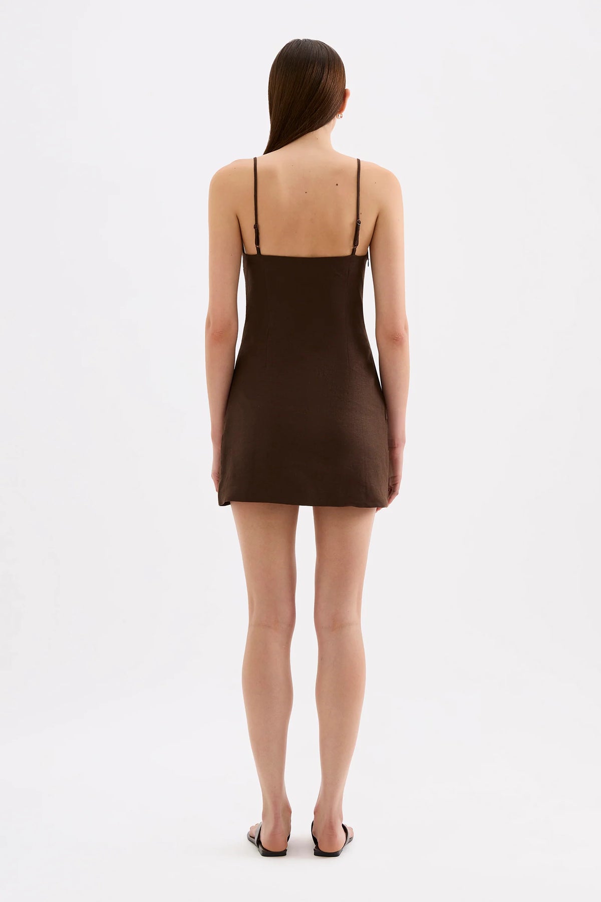 Rani Linen Mini Dress - Chocolate